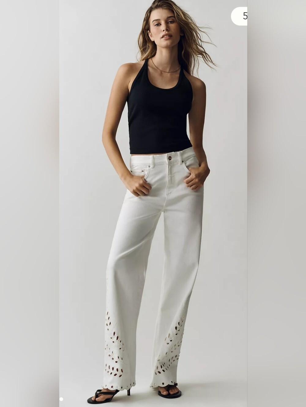 Le Jean HOT ITEM! Eyelet HR Relaxed Straight Jeans in White. Sz 28(4-6). R2S!